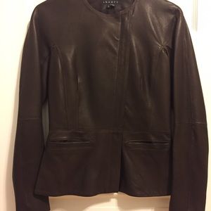 ❤️ GORGEOUS Theory Enora Brown Lamb Leather Jacket